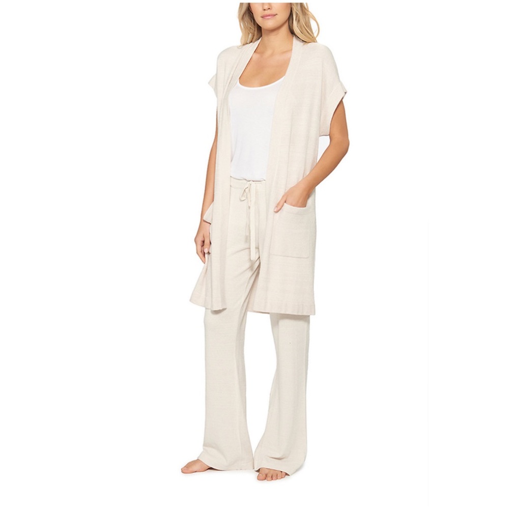 NWT Barefoot Dreams CozyChic Ultra Lite Sleeveless Long Cardigan White Size XS